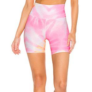 BEACH RIOT Ribbed Bike Short Pink Orange Tie Dye